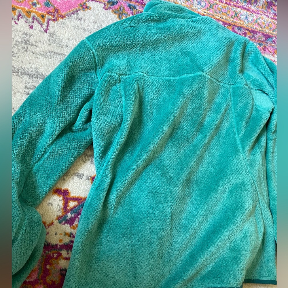 Patagonia Women's 1/4 Button Pullover Sweater Teal Blue Fleece Fuzzy - Picture 3 of 5